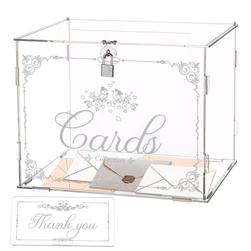 Ucouper Geschenkbox Kartenbox Hochzeit Briefbox Acryl Hochzeitsbox Gastgeschenk Geldbox Geschenkkartenbox mit Schloss Geldgeschenk Postbox Geburtstag Jubiläum Babyparty