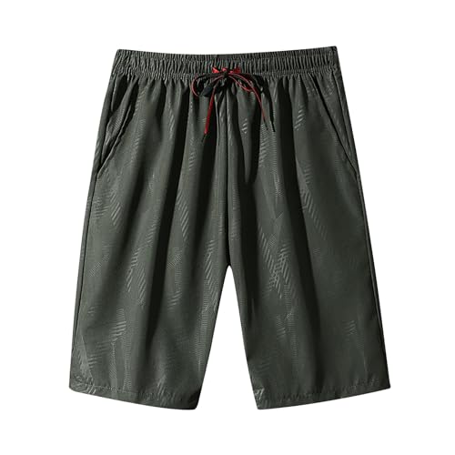 QWUVEDS Kurze Hosen Herren Sommer-Shorts für Herren, festgebunden, farblich abgestimmt, mit fünf Punkten, Sport-Freizeit-Shorts Shorts Herren Pack (Green, M)