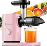 AAOBOSI Slow Juicer mit leisem Motor/Rücklauffunktion/leicht zu reinigender Bürste - schonende Zerkleinerung ohne Filterung Kaltpress-Entsafter für Obst und Gemüse, Rosa