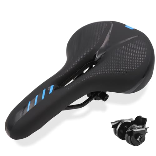 Fahrradsattel, Fahrrad Sattel, Herren Damen Bequemer Breit Weich Gel Ergonomisch Fahrrad Sattel mit Memory-Foam 2.0 Fahrradsattel Herren bequem, Fahrradsattel Damen Bequem Weich