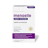 menoelle Night intense. Schneller Einschlafen, tiefer Durchschlafen in den Wechseljahren. Hochdosiertes Melatonin 1,9mg, L-Tryptophan, Folsäure, Melisse, Estrog-100. 1 Tab./Nacht. 30 Tabletten