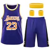 Metaparty Basketball Trikot Kinder, Basketball Jersey Kinder 2 Stücke Basketball Set Kinder Kleidung Sleeveless Basketballtrikot für Jungen Basketball Shirt Shorts L,Violett