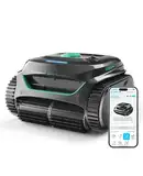 WYBOT C2 Poolroboter Akku Boden und Wand für Einbaupools bis 150㎡, Doppelfiltration, 3-Fach Motor, Starke Saugkraft, Wandkletter & Wasserlinie, 183 Min, App(Schwarz-Grün B)