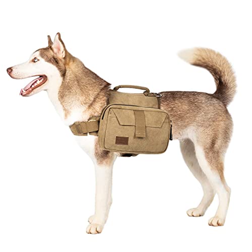 OneTigris Hunderucksack Camping Wandern Reißen Hundebackpack für M/L Größe Hunde (L, Braun)