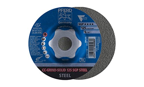 PFERD 64187126 CC-GRIND-SOLID 125 SGP STEEL Schleifscheibe Durchmesser 125mm Bohrungs-Ø 22.23mm 10S