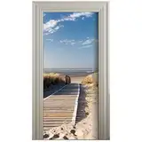 MLDFS Türtapete selbstklebend TürPoster - Steg ZUM Meer - Fototapete Türfolie Poster Tapete Strand Meer Nordsee Ostsee Beach Wasser Blau 3D Türaufkleber Selbstklebend DIY Türbild (88x200cm)