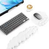 Wolke Handgelenkauflage, Gerbala Ergonomisch Weich Cloud Handauflage Tastatur Maus Handballenauflage Set, Weiche Gedächtnisschaum Handauflage Tastatur Maus mit Rutschfeste Unterlage (Weiß)