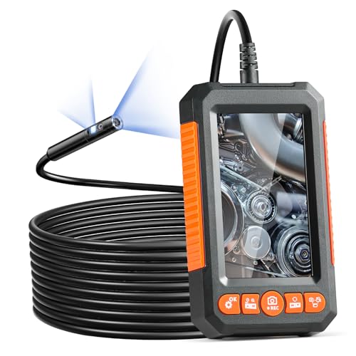 VEVOR Endoskopkamera mit 8+1 Lichtern Industrie-Endoskop mit Doppellinse 4,3-Zoll-Bildschirm 1080P-Inspektionskamera, 4-facher Zoom IP67 wasserdicht Ideal für Auto Sanitär (5 m Kabel 32 GB Karte)