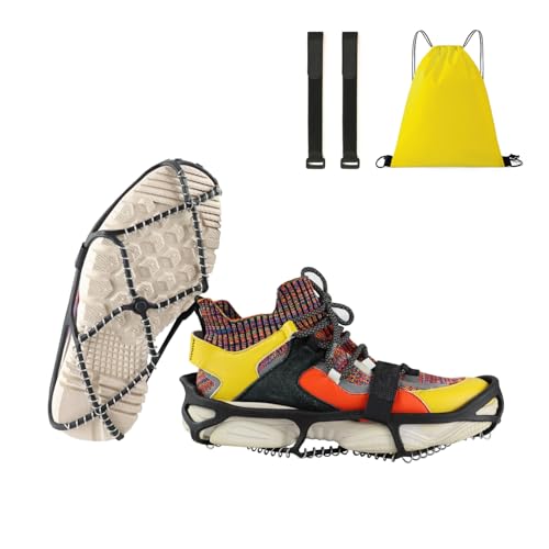 TOURSLOV Anti Rutsch Sohlen Schuhkrallen Schnee EIS – Leichtgewichtige und Rissbeständige Ausführung, Steigeisen Schuhspikes Eiskrallen Schneekette für Stiefel, Crampons Ice Grips Ice Cleats Unisex