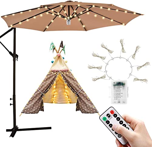 Sonnenschirmbeleuchtung,Garten-Sonnenschirmlichterkette,LED-Sonnenschirm-Lichterkette,Outdoor Parasol-lighting IP68 Sonnenschirmleuchte Dekoleuchte Lichtbänder LED Stripes (8 Strängex1.3m 3000k)