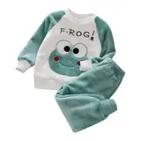 Fleece Schlafanzug Kinder Baby Flannel Zweiteiliger Schlafanzug Kleinkind Mädchen Jungen Niedliche Dino Pyjama Set Winter Fleece Schlafanzüge Weihnachten Nachtwäsche 80 86 92 98 104 110 116 122 128