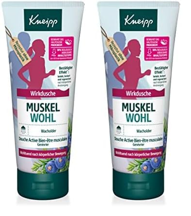 Kneipp Wirkdusche Muskel Wohl - reaktivierendes und lockerndes Duschgel mit ätherischem Wacholder-Öl - ideal nach körperlicher Bewegung und Anstrengung - vegan - ohne Mikroplastik - 200ml