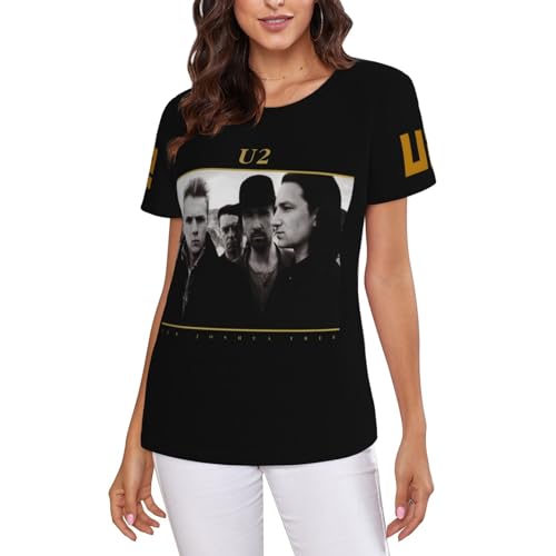 U2% Band-T-Shirts, originelle Damen-Hip-Hop-T-Shirts, Retro-Grafik-T-Shirt, kurzärmliges Rockband-T-Shirt, Geschenk für Musikliebhaber Small