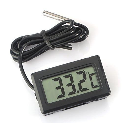 ARCELI Digital LCD Thermometer Temperaturüberwachung mit externer Sonde für Kühlschrank Gefrierschrank Kühlschrank Aquarium - schwarz