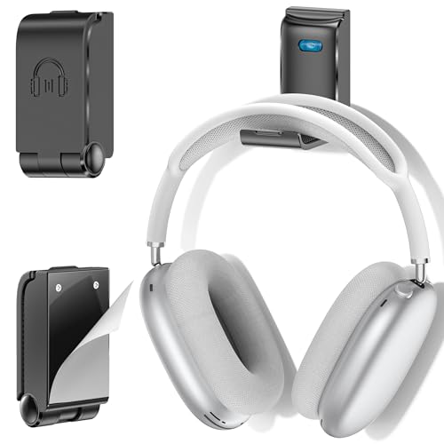 Gaming Headset Halterung, Universal Faltbar Kopfhörerhalter, Selbstklebend Kopfhörer Halter Tisch für Alle Kopfhörergrößen, Gaming Headset und Kopfhörerdisplay - 1 Stück Schwarz