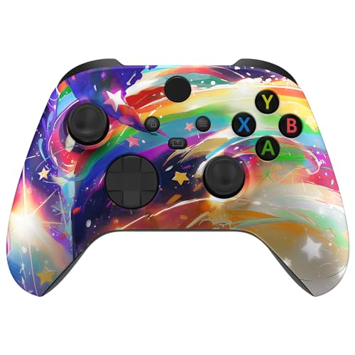 eXtremeRate Front Gehäuse Case für Xbox Series X&S Controller, Vorderseite Hülle faceplate Cover Skin Shell Zubehör für Xbox Core Controller(Regenbogen-Sturm)-Kein Controller