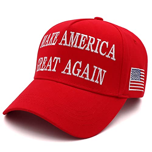 Trump 2024 45-47 MAGA Hat Make America Great Again Donald Trump Slogan mit USA-Flagge Baseballkappe, Roter MAGA-Hut, Einheitsgröße-M