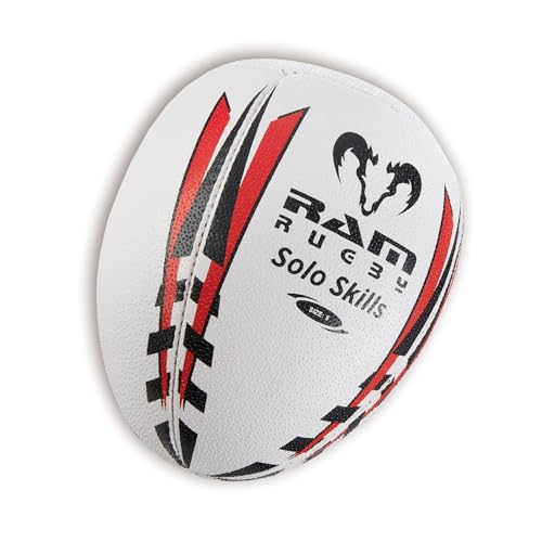 Ram Rugby Solo Skills Rugby Ball (erhältlich in Größe 5, 4 & 3) – Trainiere Rugby-Passing und Ballhandling-Technik mit diesem innovativen Rebounder-Halbrugbyball. Ideal für das Einzeltraining (4)