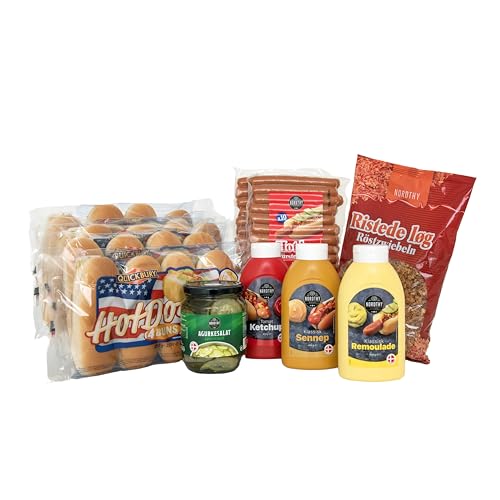 Komplettset für Hot Dog-Party: 20 Brötchen, Würstchen & Mehr - Das Rundum-Sorglos-Paket