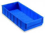 hünersdorff Regalbox / Stapelbox / Lagerbox aus Polypropylen, hohe Formstabilität und Belastbarkeit, breit, Volumen: 4,72 L, Tragfähigkeit: 140 kg, Farbe: Blau