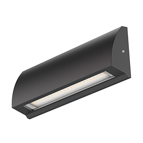 ledscom.de LED Wandleuchte/Treppenlicht SEGIN für außen, IP54, flach, Downlight, schwarz matt, eckig, 6,2 W, 566lm, warmweiß