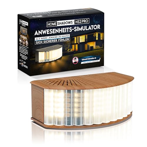 Home Shadows Anwesenheitssimulator HS2Pro - Einbrecher Abschreckung und Einbruchschutz durch Licht und Schatten, Holz-Optik-Buche