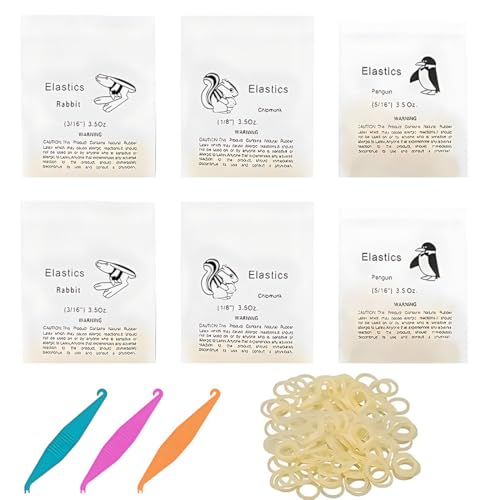 LAJUP 600 Stück Kieferorthopädische Gummibänder, 3/16‘’ 1/8‘’ 5/16", Zahnspangenzubehör mit 3 Stück Placer, Zahnärztliche Kieferorthopädische Gummibänder für Zahnarztgeflechte Zahnspangen