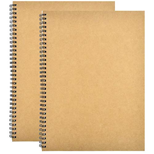 Nivofu 2 Stück Spiralgebundenes Kunst-Skizzenbuch, Hochwertiges Zeichenblock, Skizzenbuch A4, Hardcover, Malbuch, Blanko Skizzenblock, Skizzen-Notizbuch, Papier für Zeichnungen, Skizzen, Schreiben