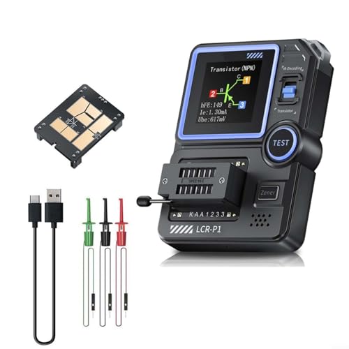 LCR-P1 Transistor-Tester, 3,7 cm Transistor-Tester, vollfarbiges Grafikdisplay, Transistor-Messgerät mit Verbrennungsschutz, für Dioden-Triode, Kapazitätswiderstandsmesser, LCR ESR