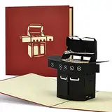 Diese-Klappkarten 3D Pop Up Geburtstagskarte - Geburtstagsgrußkarte für Frau Mann mit Umschlag - 3D PopUp Karte zum Geburtstag - Geschenkkarte mit Motiv - BBQ Grill