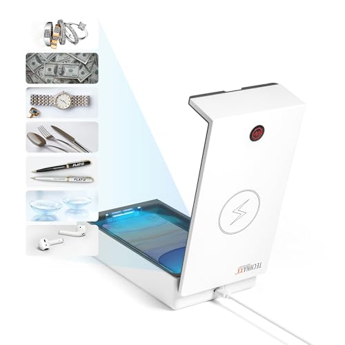 Technaxx UV Desinfektion-Box TX-148 - Desinfektion für Handy`s & Gegenstände, 99,9% Sterilisationseffizienz, Aromaölkammer, Keime, Kabelloses Laden 5W für alle Handys