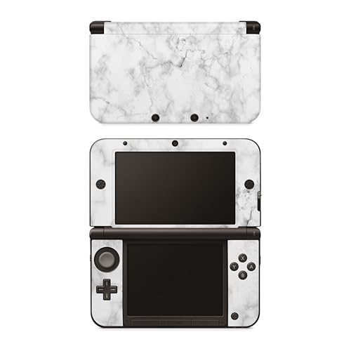 Skins4u Schutzfolie Skin kompatibel mit Nintendo 3DS, 3DS XL, New 3DS XL, Vinyl Aufkleber, Anti Kratzer Folie, selbstklebend, Sticker Set (Marmor Weiss, Nintendo 3DS XL)