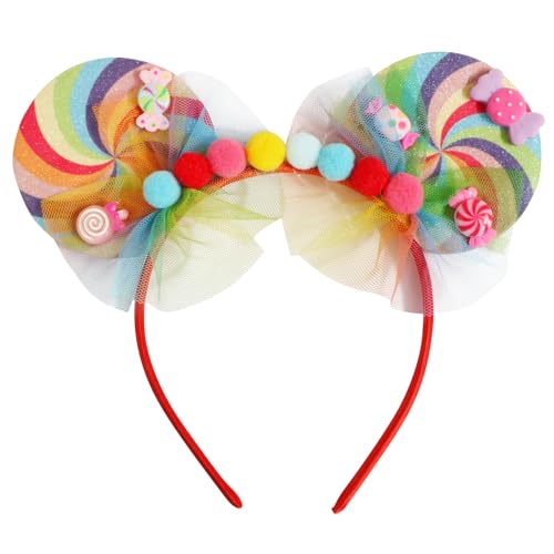 BOOMTOP Lollipop Kostüm Haarreif Candy Girl Regenbogen Karneval Haarband Zuckerfee Bonbon Kostüm Accessoires Mädchen Frauen Bunt Fasching Haarschmuck Karnevalskostüm Mottoparty