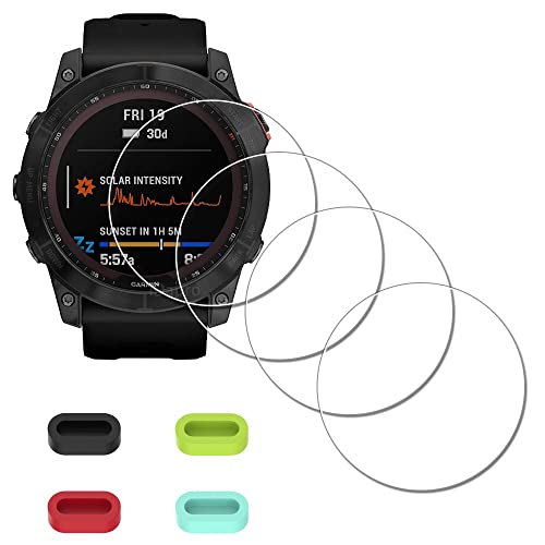 iDaPro Displayschutz Schutzfolie für Garmin fenix 7X Pro Sapphire Solar/Fenix 7X Pro Solar/Fenix 7X Sapphire Solar/Fenix 7X Solar + 4-teiliger Ladeanschlussschutz Glas Displayschutzfolie [4 Stück]