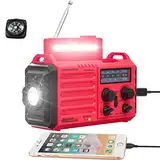 Mesqool Notfallradio Solar Kurbel Tragbares Radio, Wasserdicht LED Dynamo Lampe Powerbank AM/FM/SW-Radio und SOS-Alarm, Solarenergie, Handdynamokurbel, Taschenlampe, Batteriebetrieben, Kompass
