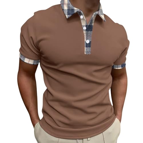 Mymyguoe Poloshirt Herren Sommer Freizeit Polohemd Mode Revers Knopfleistehemd Schmale Passform Businesshemd Casual Sportshirt Stretch Lässige Bowlinghemden Bügelfrei Golf Shirt Holiday Strandshirt