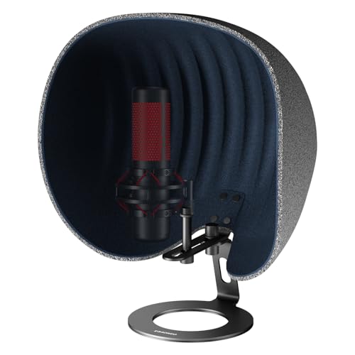 Mikrofon Isolation Schallschutz,AOKEO 2024 professionelle Aufnahme Studio Ausrüstung, 360° Musik Studio Mic Shield, passend für Blue Yeti, Snowball iCE, HyperX QuadCast, SoloCast