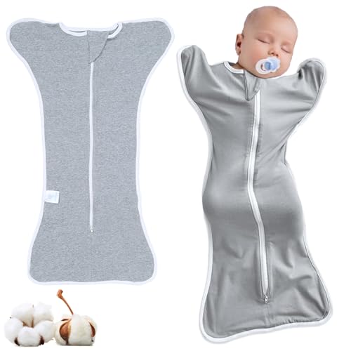 HBSFBH Pucksack Baby 0-3 Monate, Baby Wickeldecke, Atmungsaktives Pucktuch, Wickeltuch für Säuglinge, Baby mühelos pucken, Neugeborene Wickeltuch, Babyschlafsack Wickeltuch, Baby Swaddle Sack, Grau