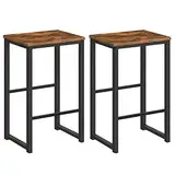 HOOBRO Barhocker, 2er-Set Barstühle, Barhocker mit unterschiedlich hohen Steigbügeln, Metallgestell, weiche Kanten, für Küche, Esszimmer, Wohnzimmer EBF34BY01G1