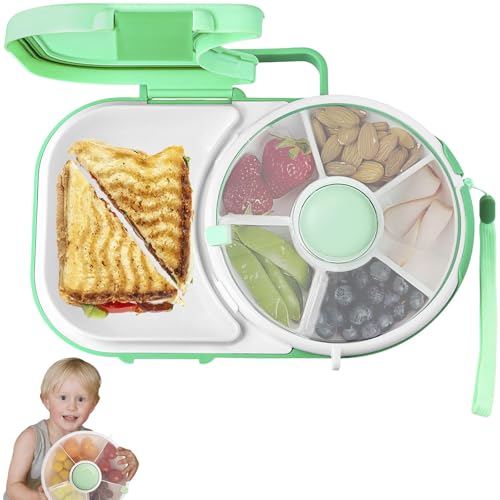 NathrBTV Snackbox Kinder Mit Fächern Snack Spinner Wiederverwendbar Snackbox Zum Drehen Tragbare Aufbewahrungsbox Für Melonenkernbonbons (Mintgrün)