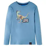 Kinder-Langarmshirt Dinosaurier Pullover Sweatshirt T-Shirt Mittelblau 140