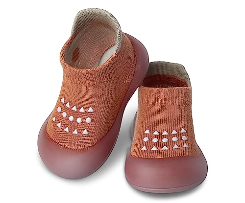 Dookeh Krabbelschuhe Baby, Lauflernschuhe Kinder, rutschfeste Hüttenschuhe Sockenschuhe für Mädchen Junge (A3-Orange, EU Schuhgrößensystem, Kleinkind, Alter (von/bis), M, 18 Monate, 24 Monate)