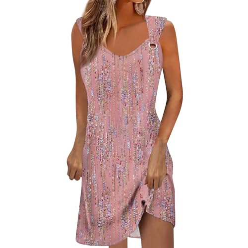 Sommerkleid Damen Schicke Kleider Hochzeitsgast Abendkleid Damen Lang mit Ärmel Herbstkleid Damen Kleid Kurz Kleid Rot Damen Festmode für Damen Ab 50 Cocktailkleid Damen Rosa S