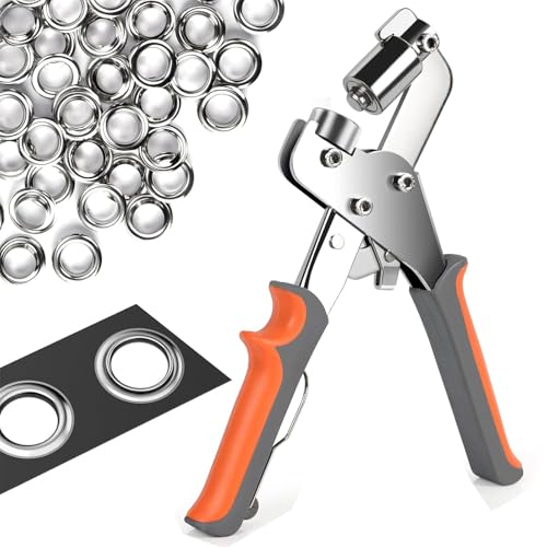 Ösenzange für planen & stoffe - Profi Ösenzange mit 300 Ösen (Ø 10mm), Magnetische Ösenstanze aus Kohlenstoffstahl für Perfekt für Leder, Gürtel, Awnings, Stoffe