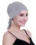 osvyo Bambus Chemo Kopftuch für Frauen mit Haarausfall - Krebspatienten Kopfbedeckung Turban in Versiegelter Verpackung LICHT FLECKING GRAU