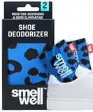 SmellWell Active Geruchsentferner - Schuhdeo - Bambusaktivkohle Geruchsabsorber - Feuchtigkeitsabsorber für Schuhe,Taschen und gegen Schweißfüße - lästige Gerüche - Blue Leopard, 1 Paar, 2 x 50g