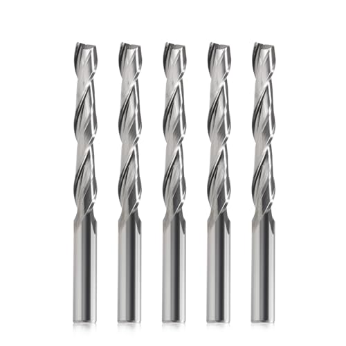 CNC fräser,schaftfräser,fräser 6mm schaft,6mm Schnittdurchmesser,42mm Schnittlänge, Upcut 2 Flöten Router Bit zum Schneiden von Holz,Packung 5