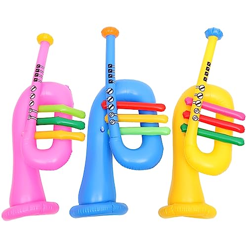 ibasenice Kreative Aufblasbare Musikinstrumente – 3-teiliges Trompetenspielzeug Für Kinder Wiederverwendbare PVC-Instrumente Für Partys Partyzubehör Für Kinder