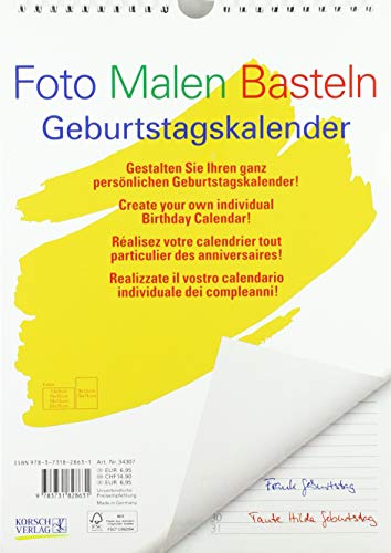FMB Geburtstagskal. A4: Bastelkalender ohne Jahr. Fotokalender zum Selbstgestalten. Do-it-yourself Kalender mit festem Fotokarton.: ... Kalender mit festem Fotokarton.