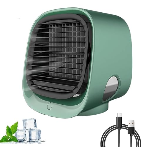 Aira Breeze Luftkühler Tragbar, Aira Breeze Mini Klimaanlage, Airbreeze Air Cooler mit LED-Nachtlicht, Luftbefeuchter und Duftspender, Tragbare Klimaanlage Kühlventilator Leise (Green)